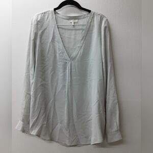 Joie Top Silver Smocked V-Neck Pullover